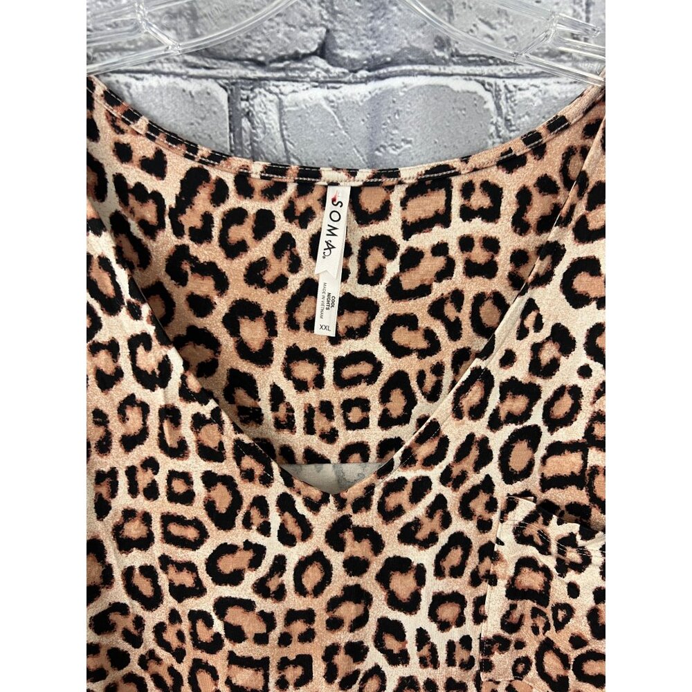 Soma Cool Nights NWT Leopard Print Sleep Shirt  XXL  V-Neck Pocket Nightgown - Picture 6 of 9